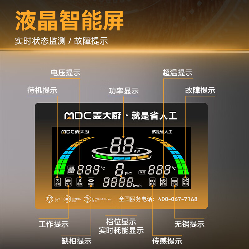 麥大廚星麥款304材質電磁雙頭雙尾小炒爐24kw